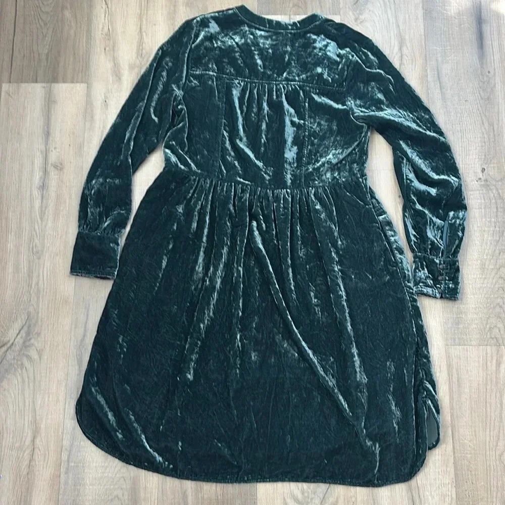 Anthropologie holding horses, green velvet, long sleeve dress size extra small - Picture 9 of 10
